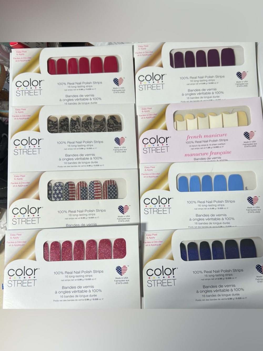 Color Street Lot Of 8 Design Sets Nail Polish Strips No Duplicates